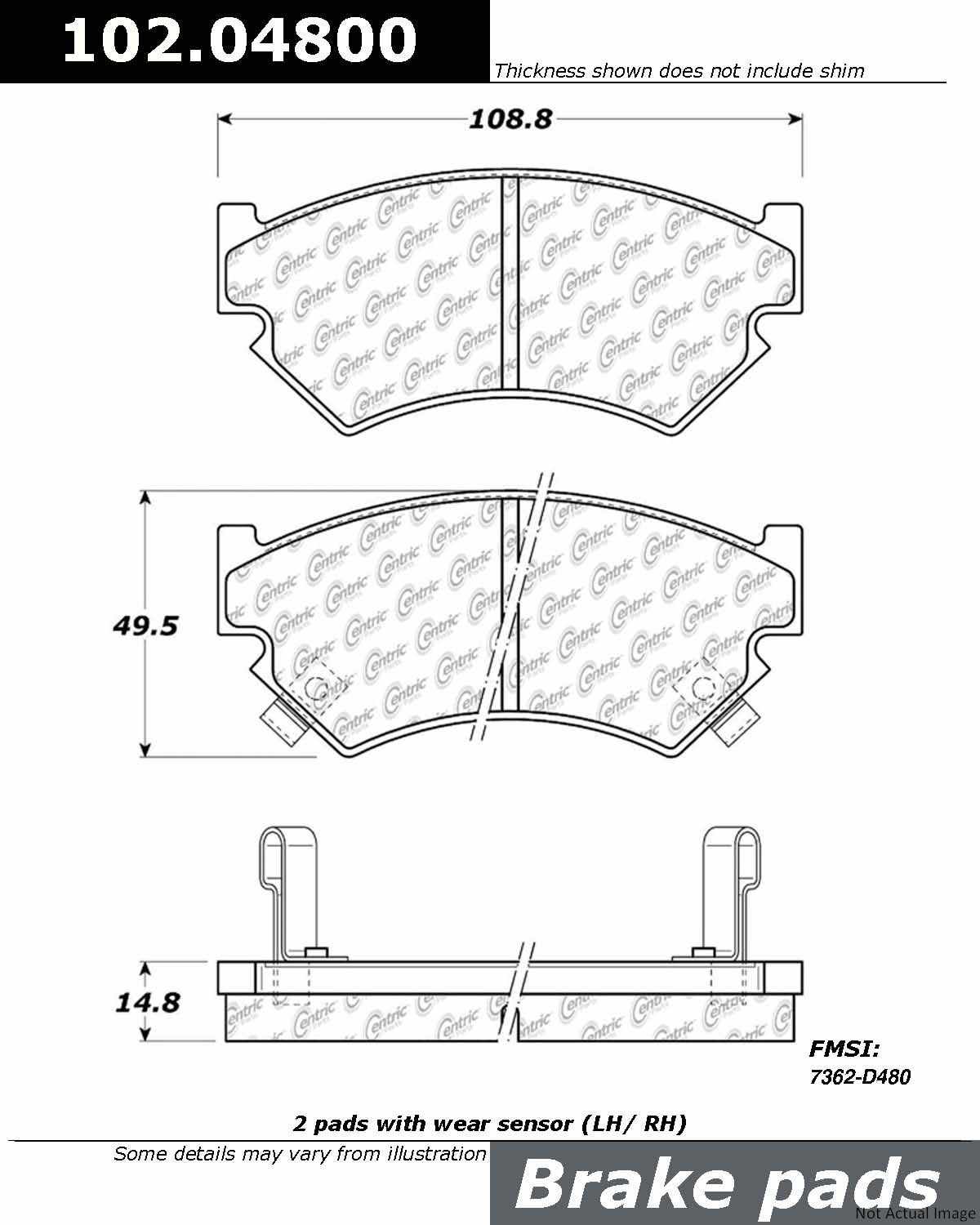 Stoptech Centric C-TEK Semi-Metallic Brake Pads w/Shims - Front 102.04800