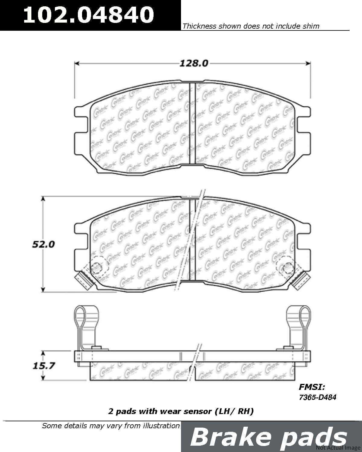 C-Tek Semi-Metallic Brake Pads with Shims  top view frsport 102.04840