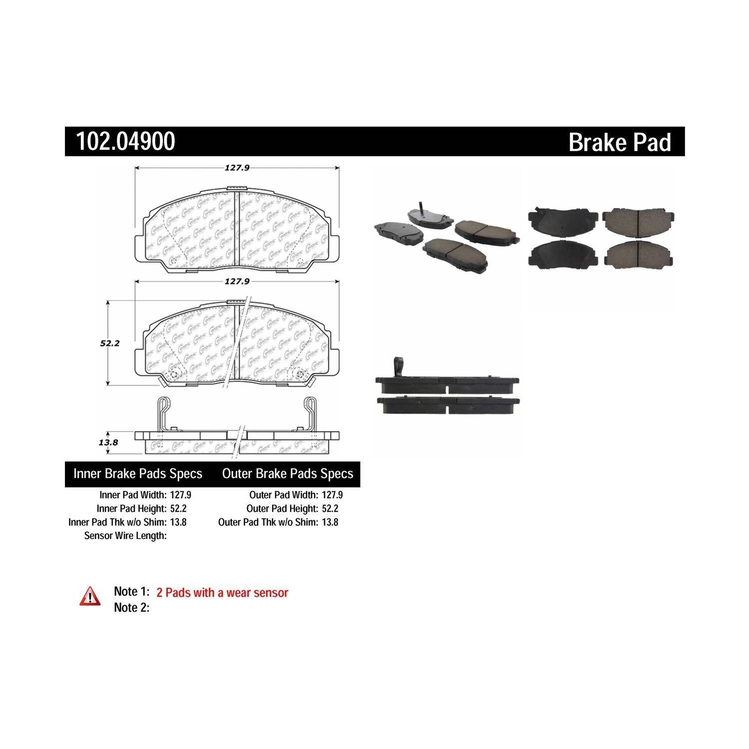 c-tek semi-metallic brake pads with shims  frsport 102.04900