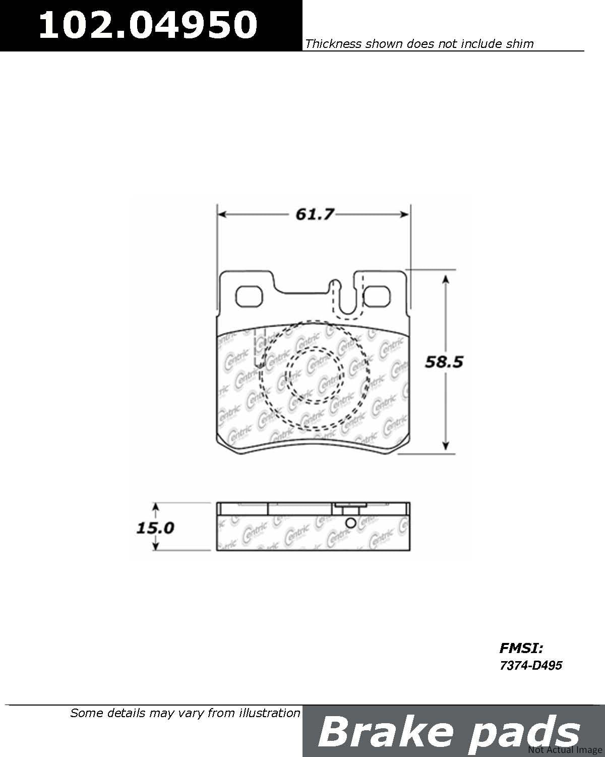 C-Tek Semi-Metallic Brake Pads with Shims  top view frsport 102.04950