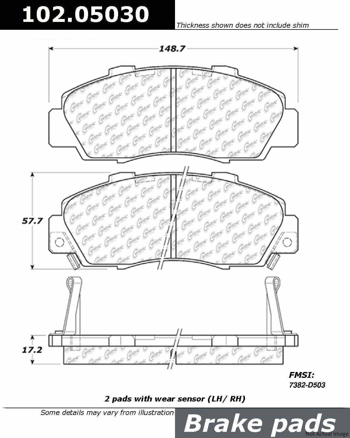 Stoptech Centric C-TEK Semi-Metallic Brake Pads w/Shims - Front 102.05030