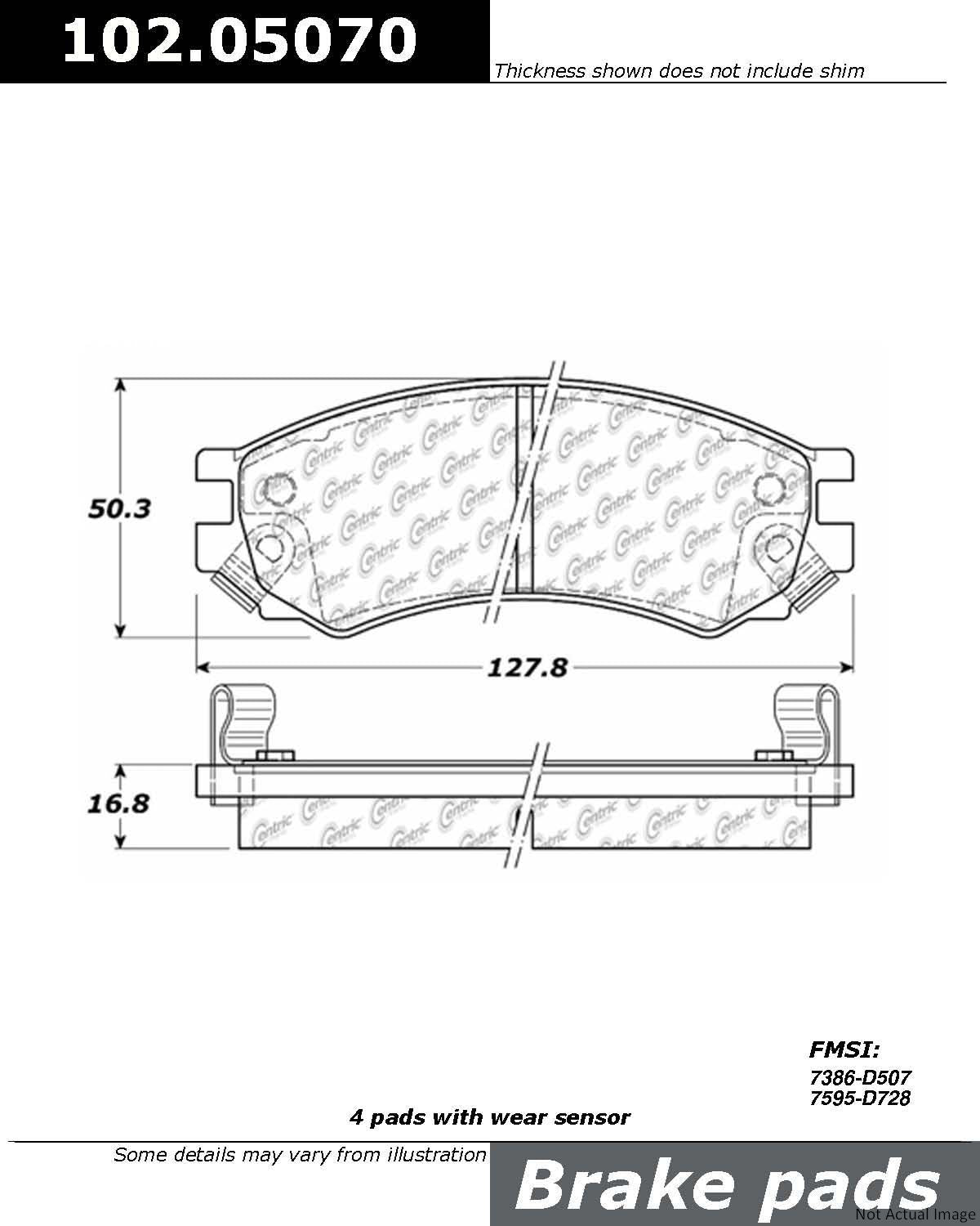 C-Tek Semi-Metallic Brake Pads with Shims  top view frsport 102.05070