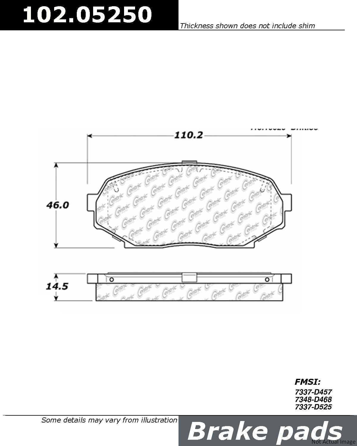 C-Tek Semi-Metallic Brake Pads with Shims  top view frsport 102.05250