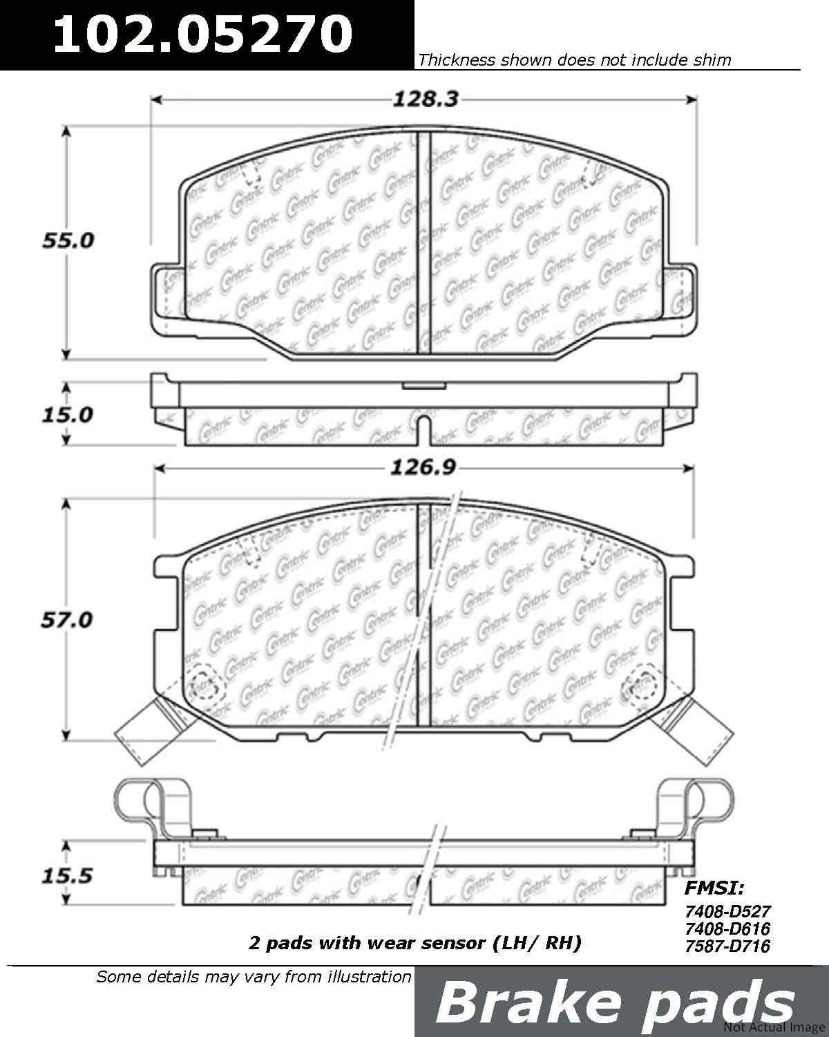 Stoptech Centric C-TEK Semi-Metallic Brake Pads w/Shims - Front 102.05270