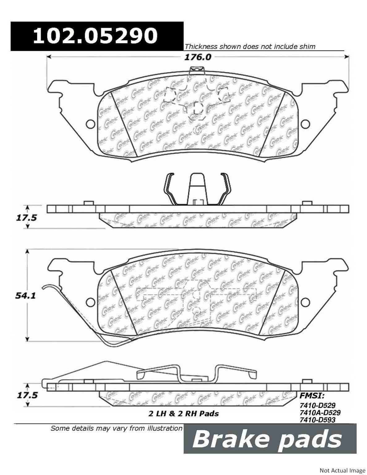 C-Tek Semi-Metallic Brake Pads with Shims  top view frsport 102.05290