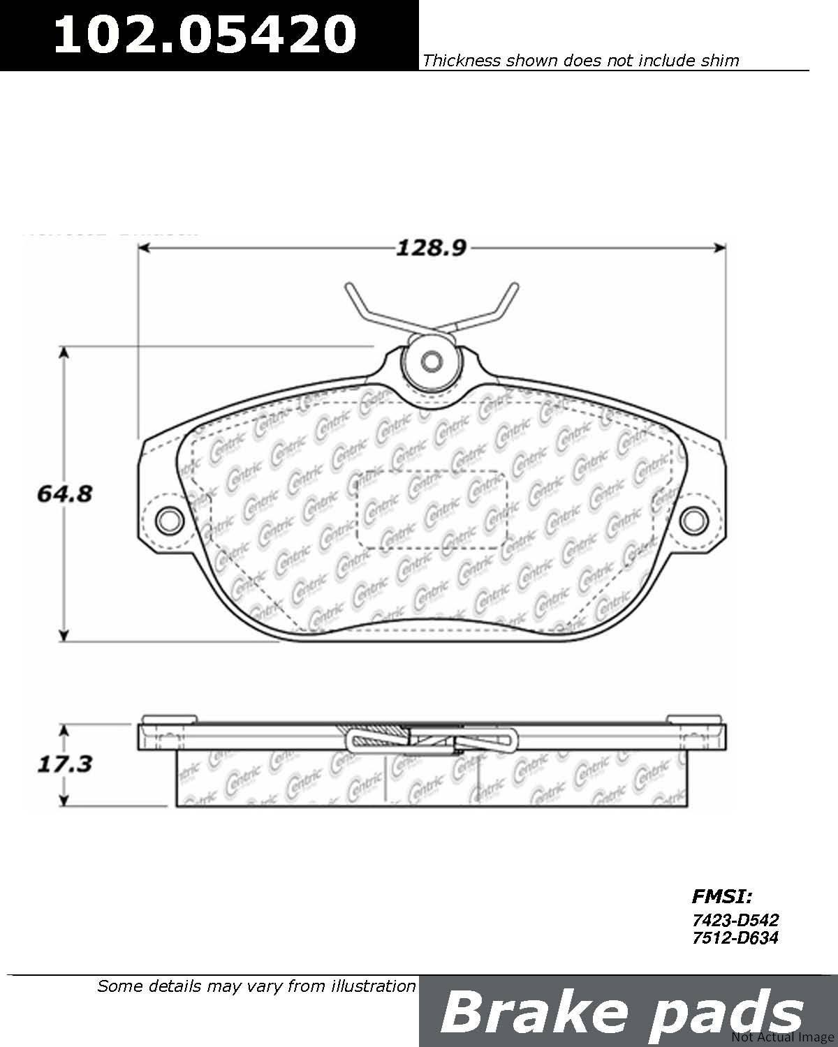 C-Tek Semi-Metallic Brake Pads with Shims  top view frsport 102.05420