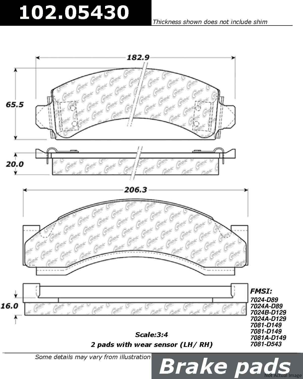 C-Tek Semi-Metallic Brake Pads with Shims  top view frsport 102.05430