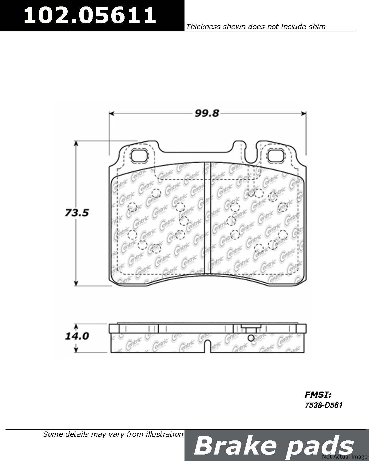 C-Tek Semi-Metallic Brake Pads with Shims  top view frsport 102.05611