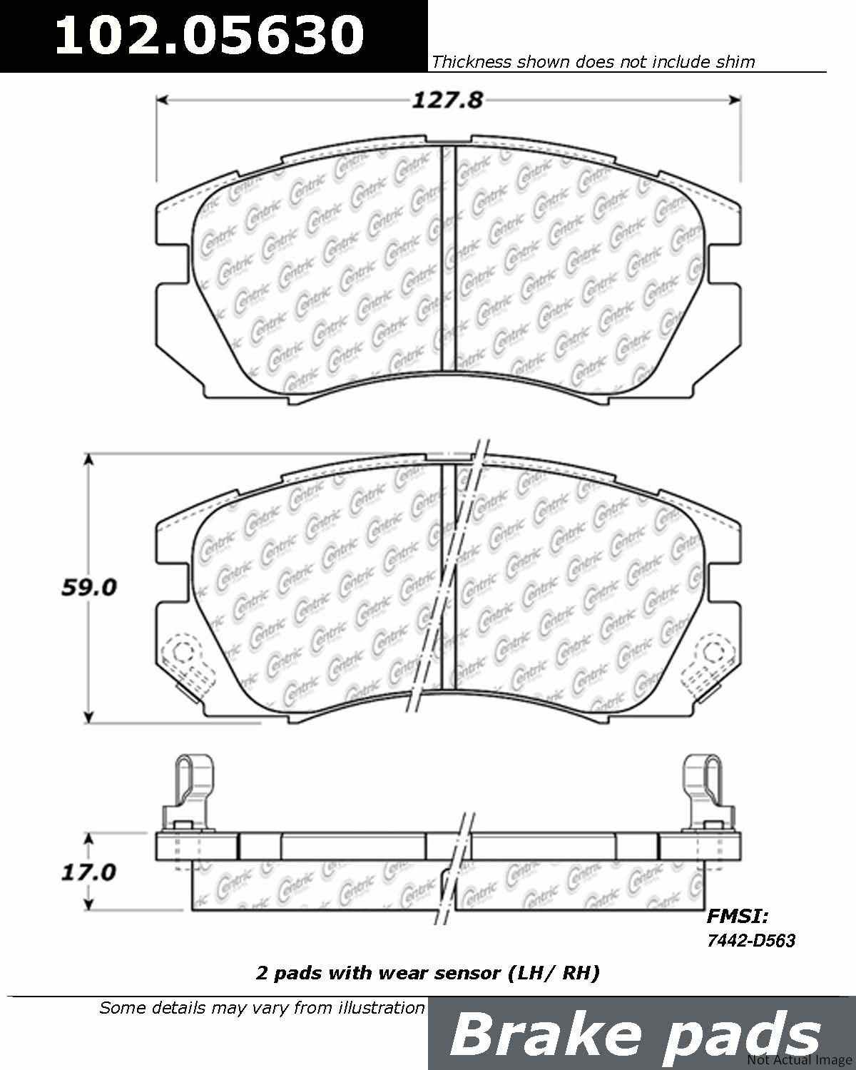 C-Tek Semi-Metallic Brake Pads with Shims  top view frsport 102.05630