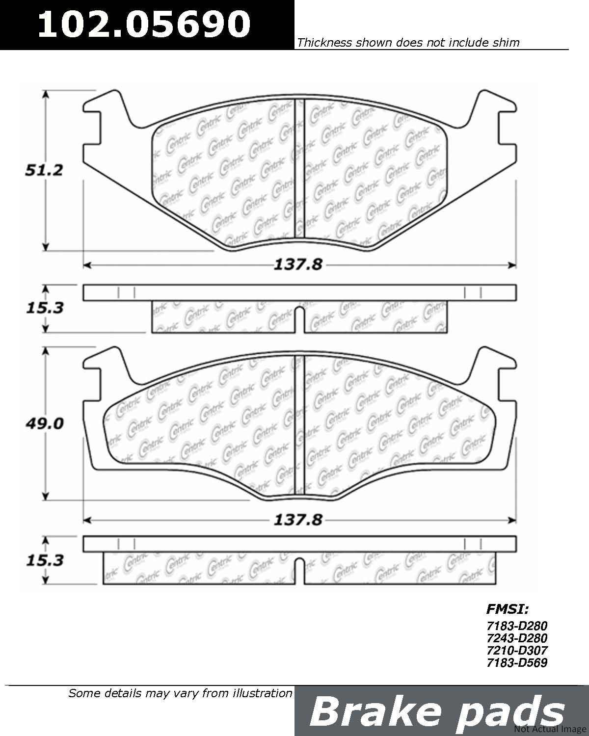 C-Tek Semi-Metallic Brake Pads with Shims  top view frsport 102.05690