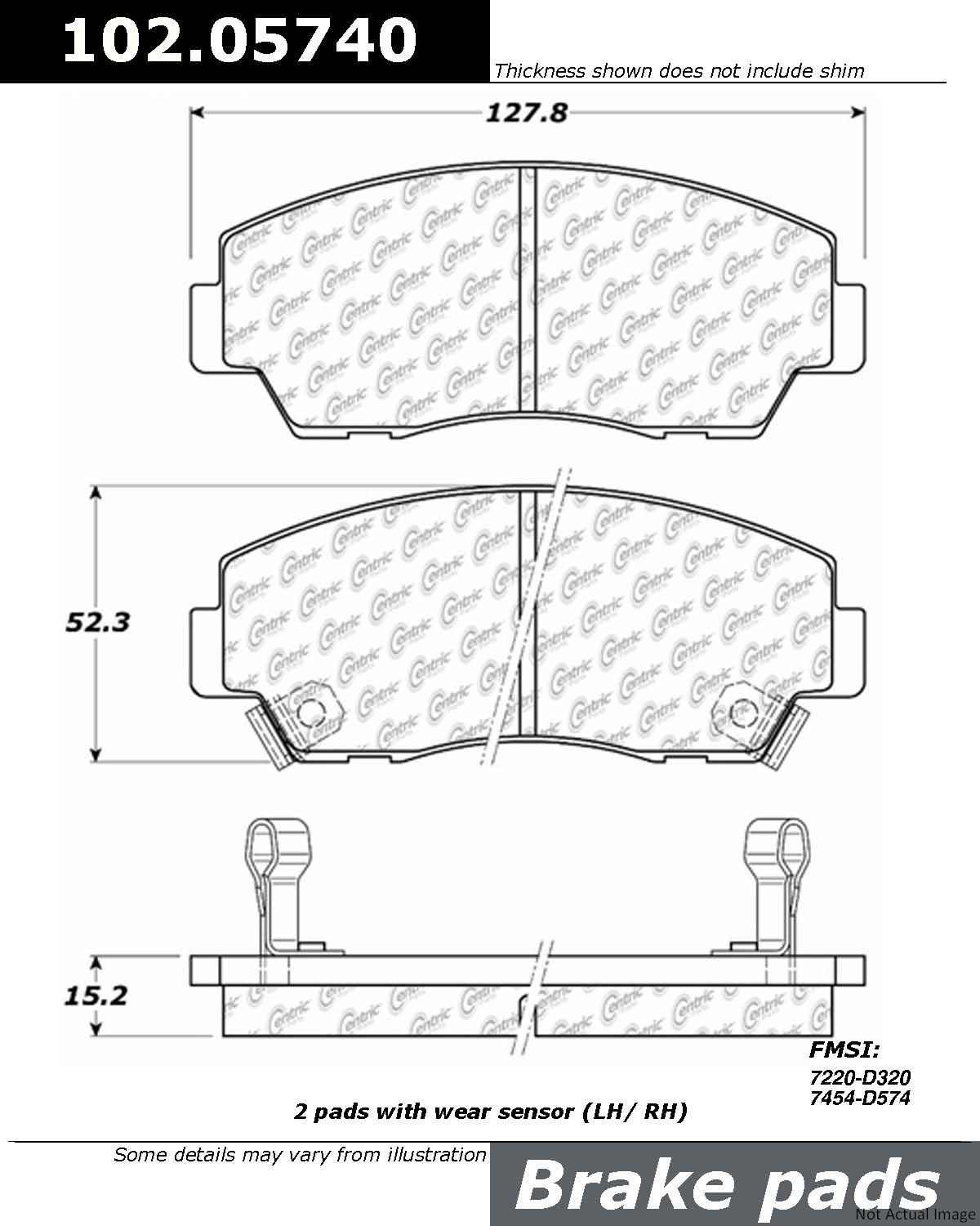 C-Tek Semi-Metallic Brake Pads with Shims  top view frsport 102.05740