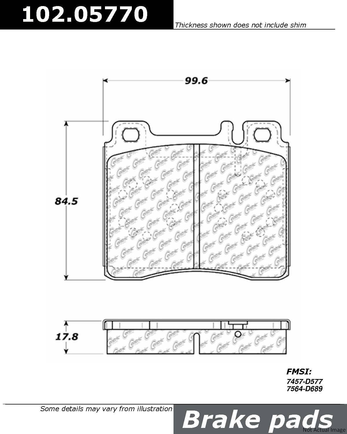 C-Tek Semi-Metallic Brake Pads with Shims  top view frsport 102.05770