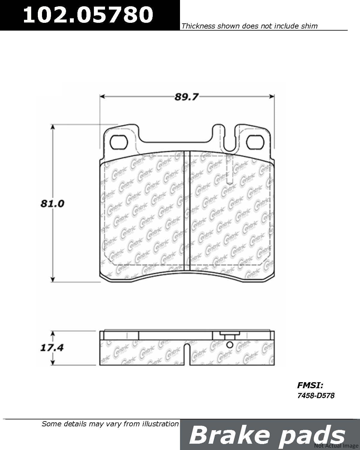 C-Tek Semi-Metallic Brake Pads with Shims  top view frsport 102.05780