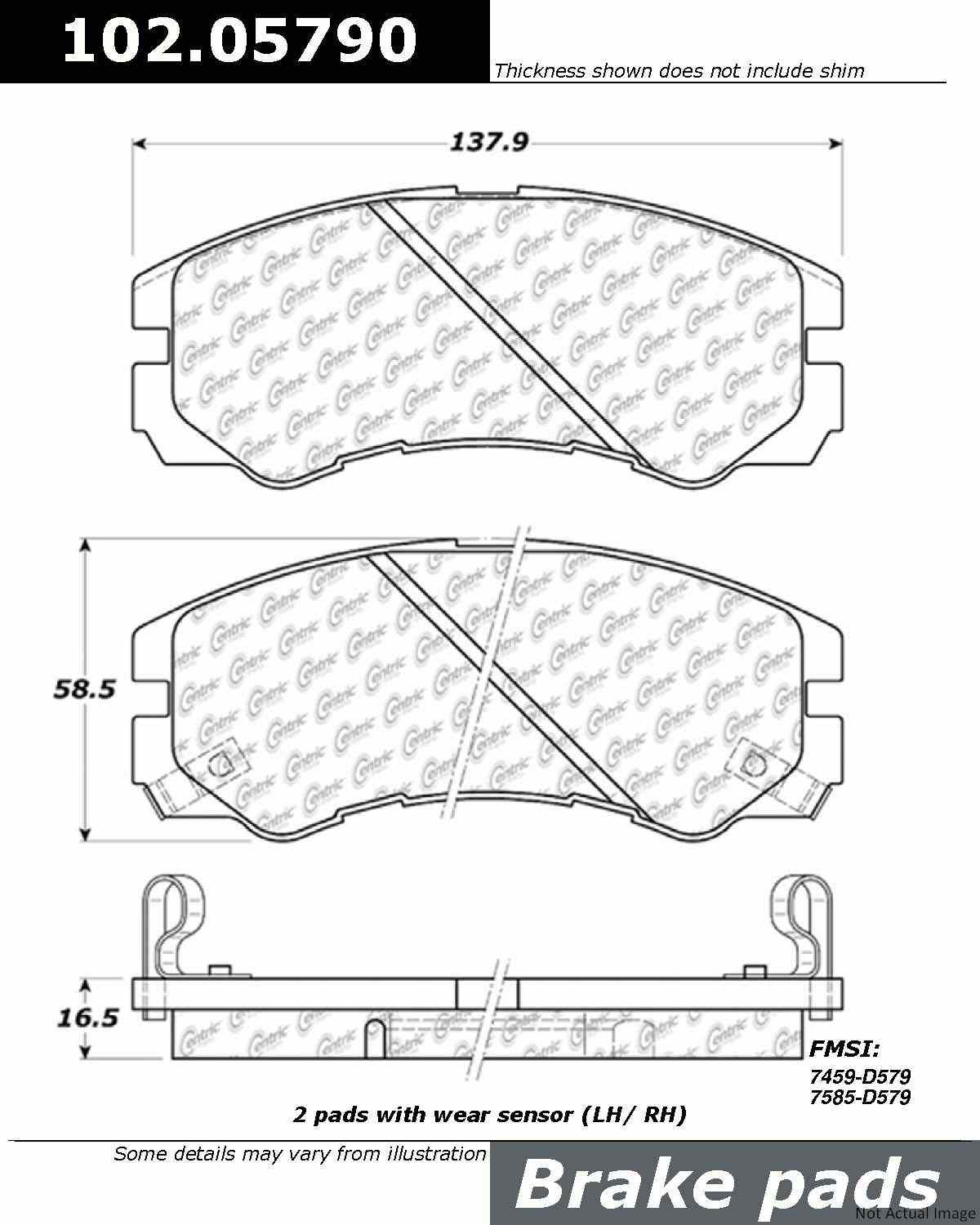 C-Tek Semi-Metallic Brake Pads with Shims  top view frsport 102.05790