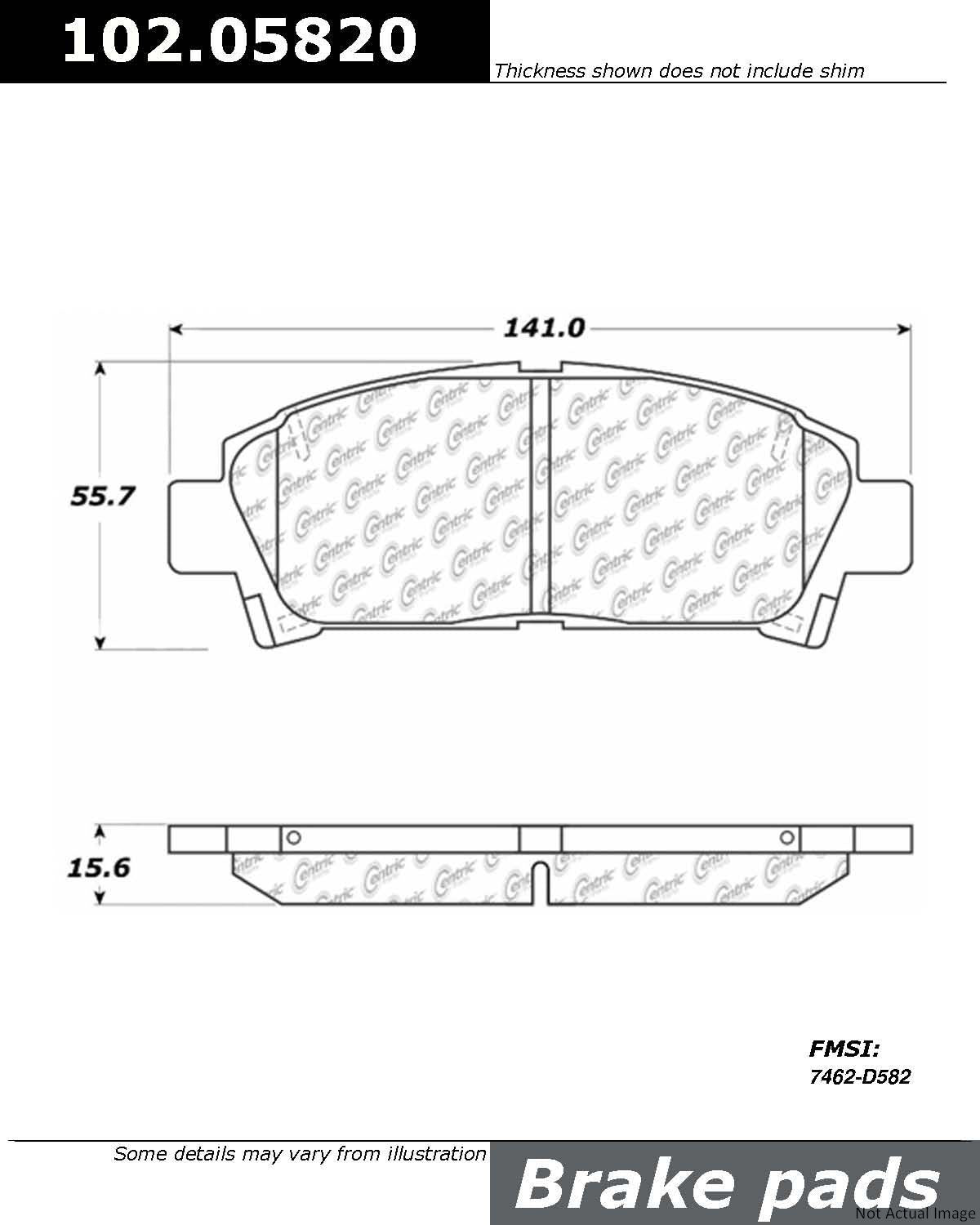 C-Tek Semi-Metallic Brake Pads with Shims  top view frsport 102.05820