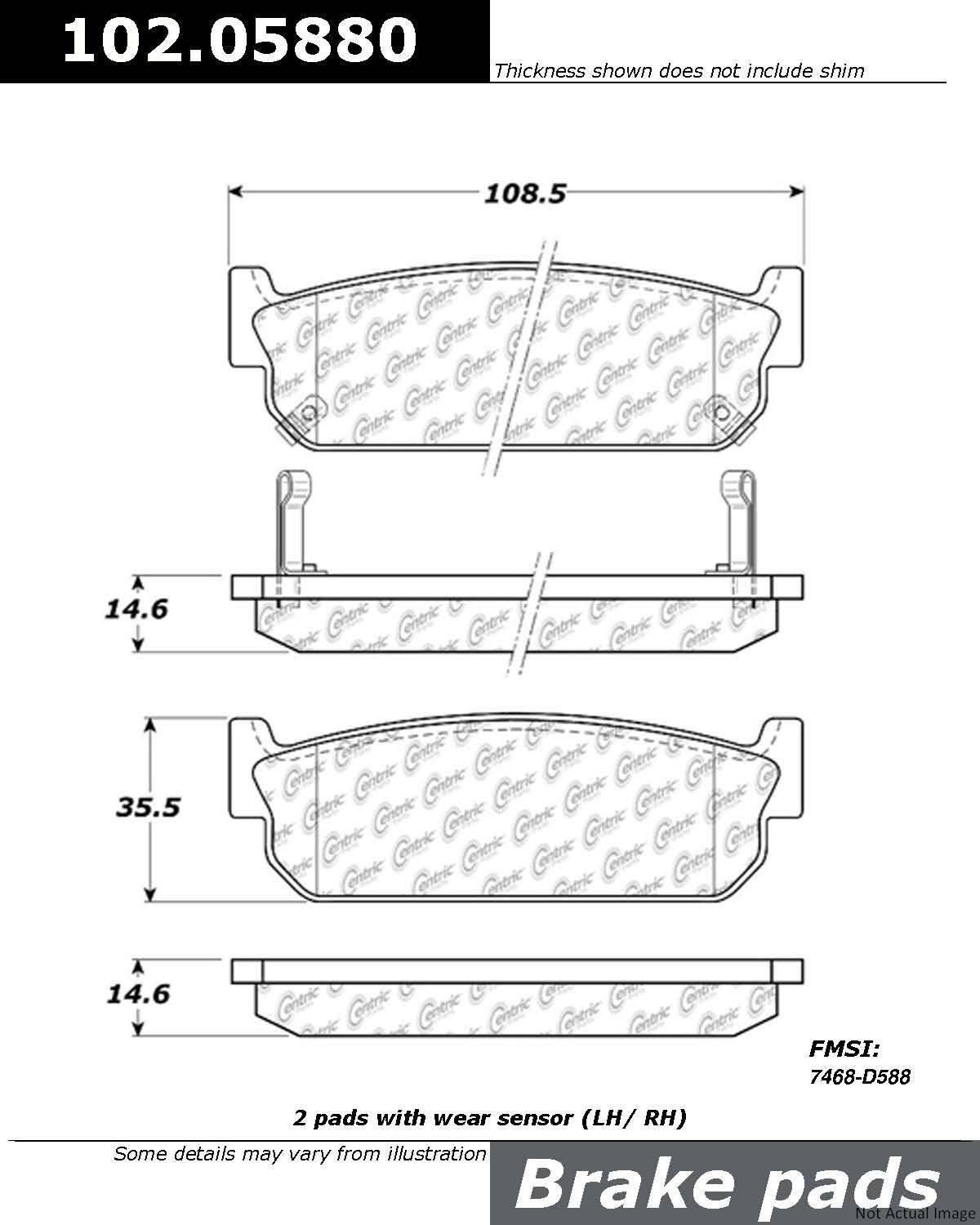 C-Tek Semi-Metallic Brake Pads with Shims  top view frsport 102.05880