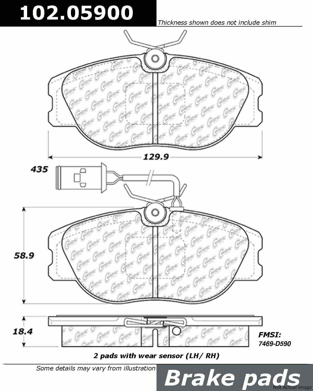 C-Tek Semi-Metallic Brake Pads with Shims  top view frsport 102.05900