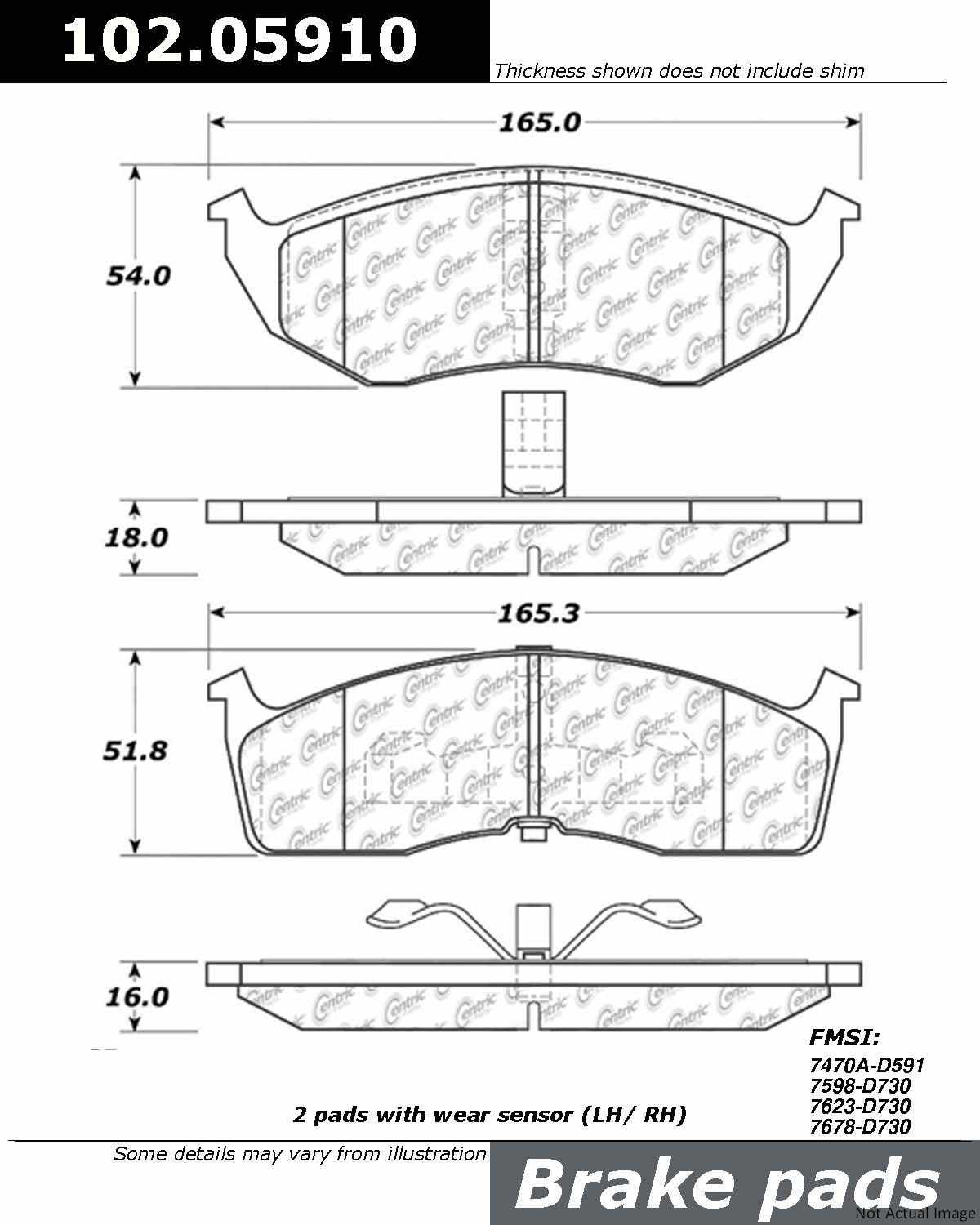 C-Tek Semi-Metallic Brake Pads with Shims  top view frsport 102.05910