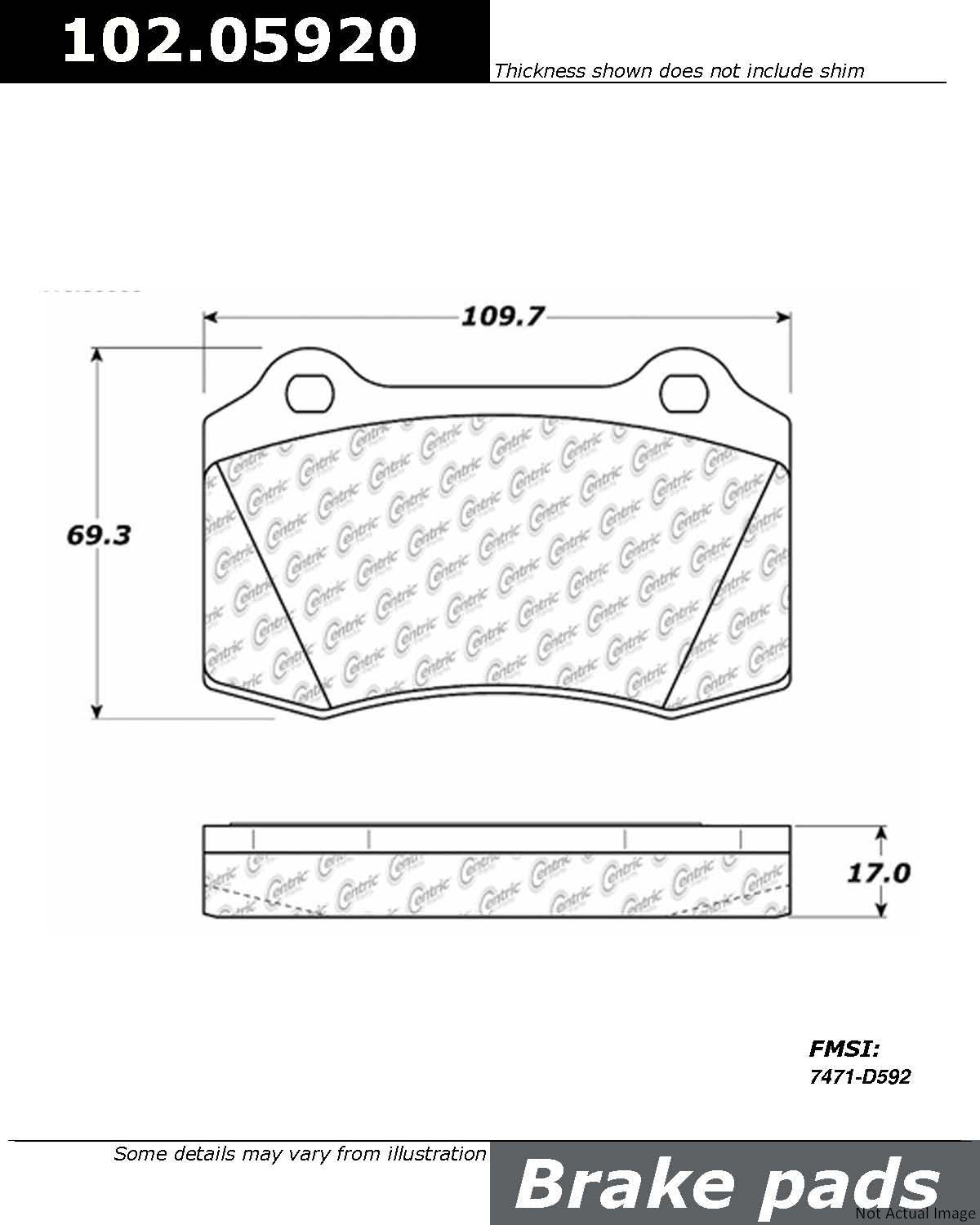 C-Tek Semi-Metallic Brake Pads with Shims  top view frsport 102.05920