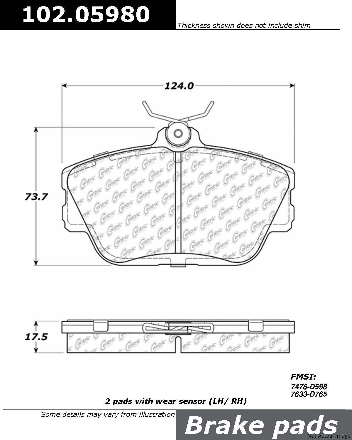 C-Tek Semi-Metallic Brake Pads with Shims  top view frsport 102.05980