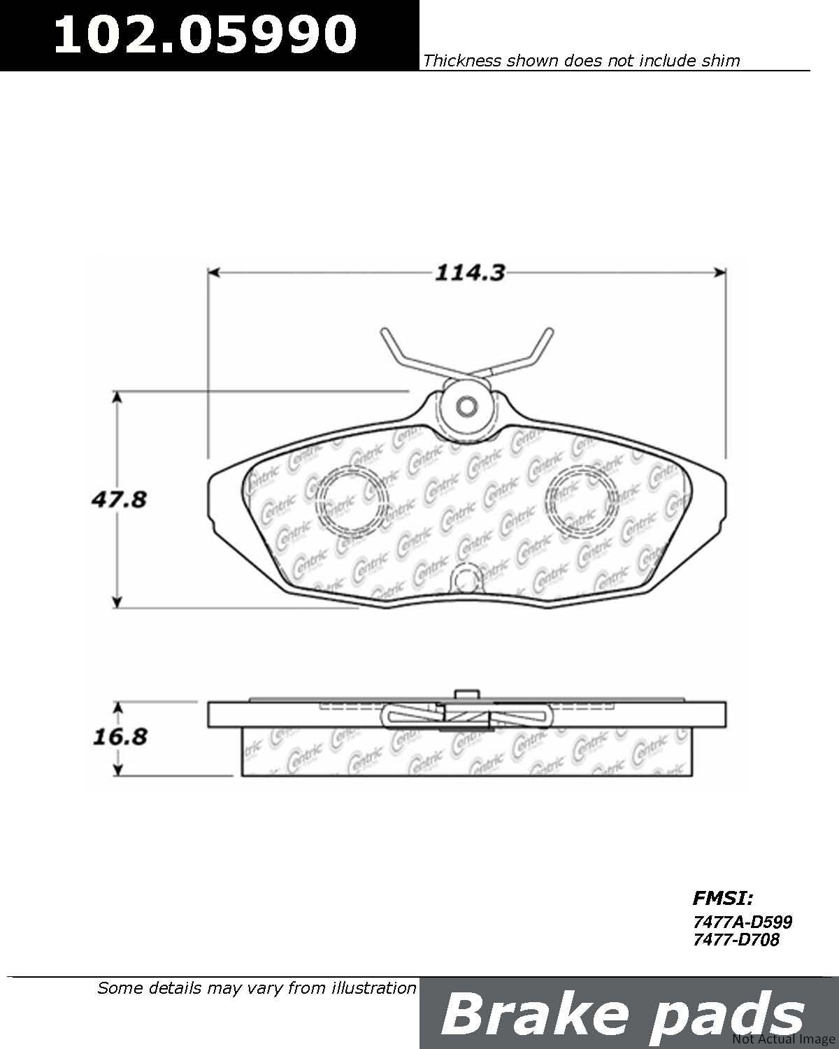 C-Tek Semi-Metallic Brake Pads with Shims  top view frsport 102.05990