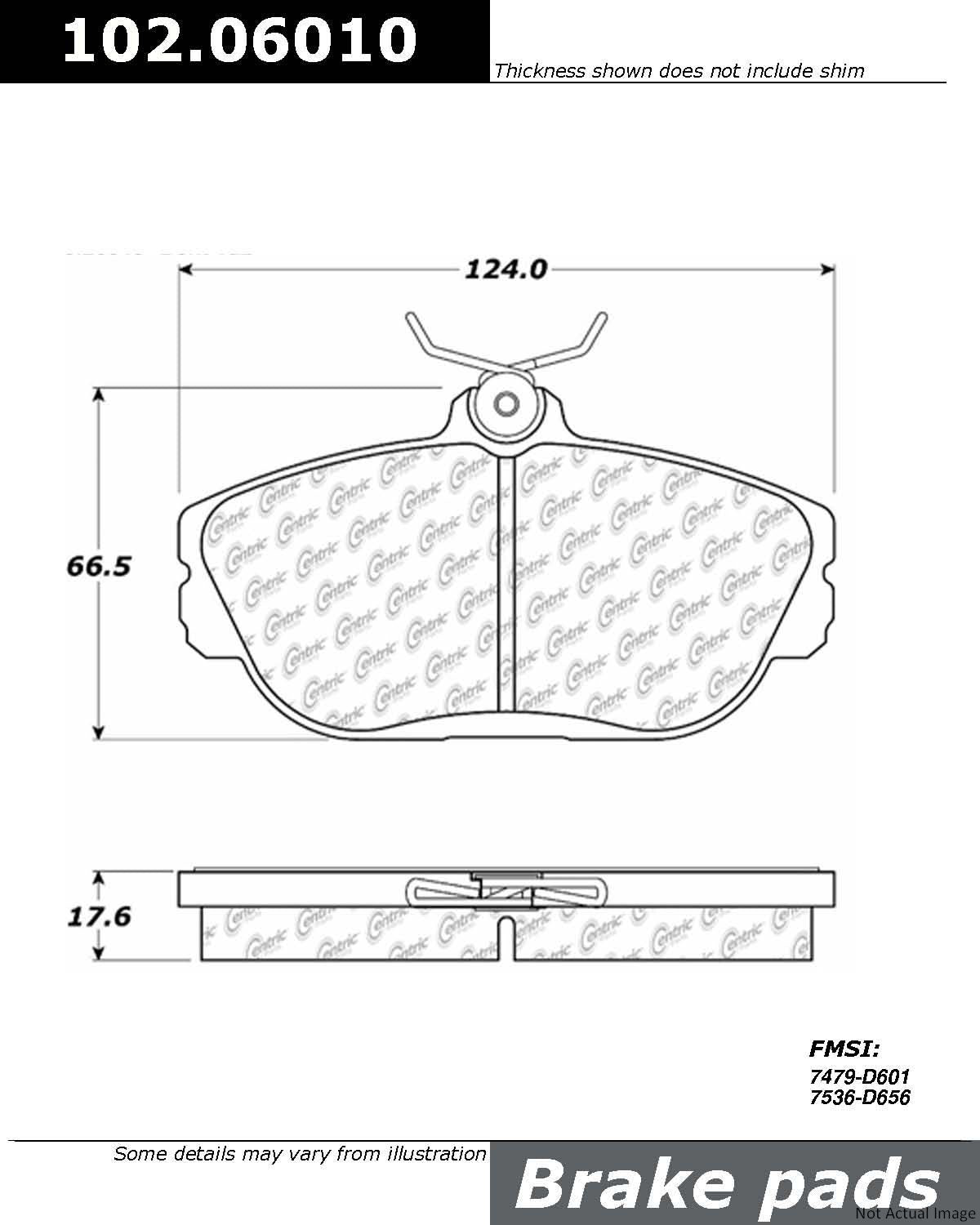 C-Tek Semi-Metallic Brake Pads with Shims  top view frsport 102.06010