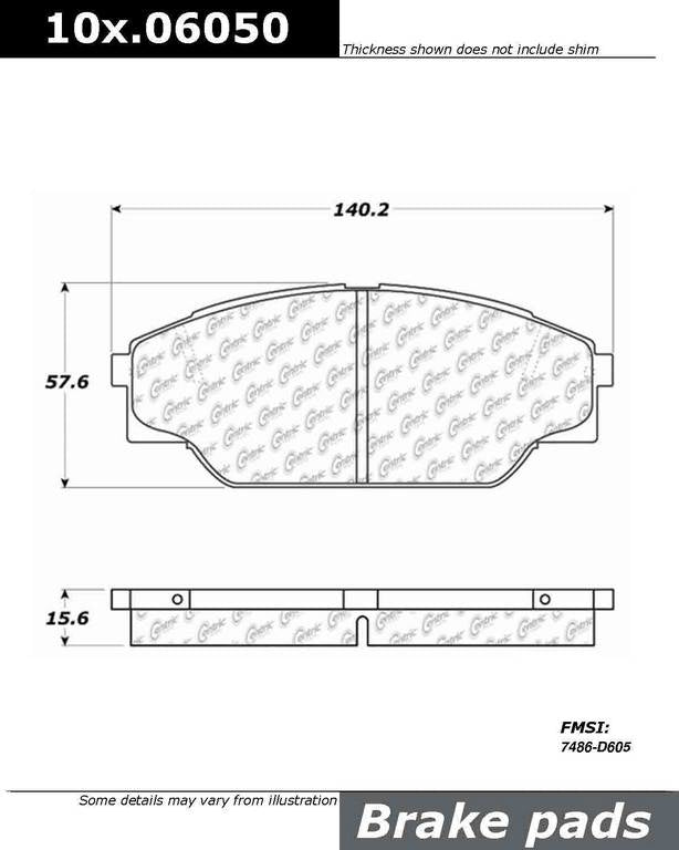 C-Tek Semi-Metallic Brake Pads with Shims  top view frsport 102.06050