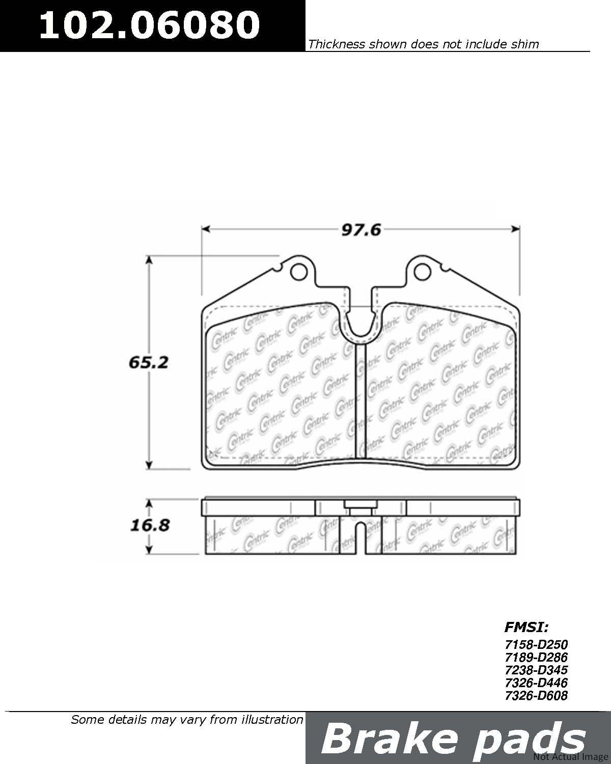 C-Tek Semi-Metallic Brake Pads with Shims  top view frsport 102.06080