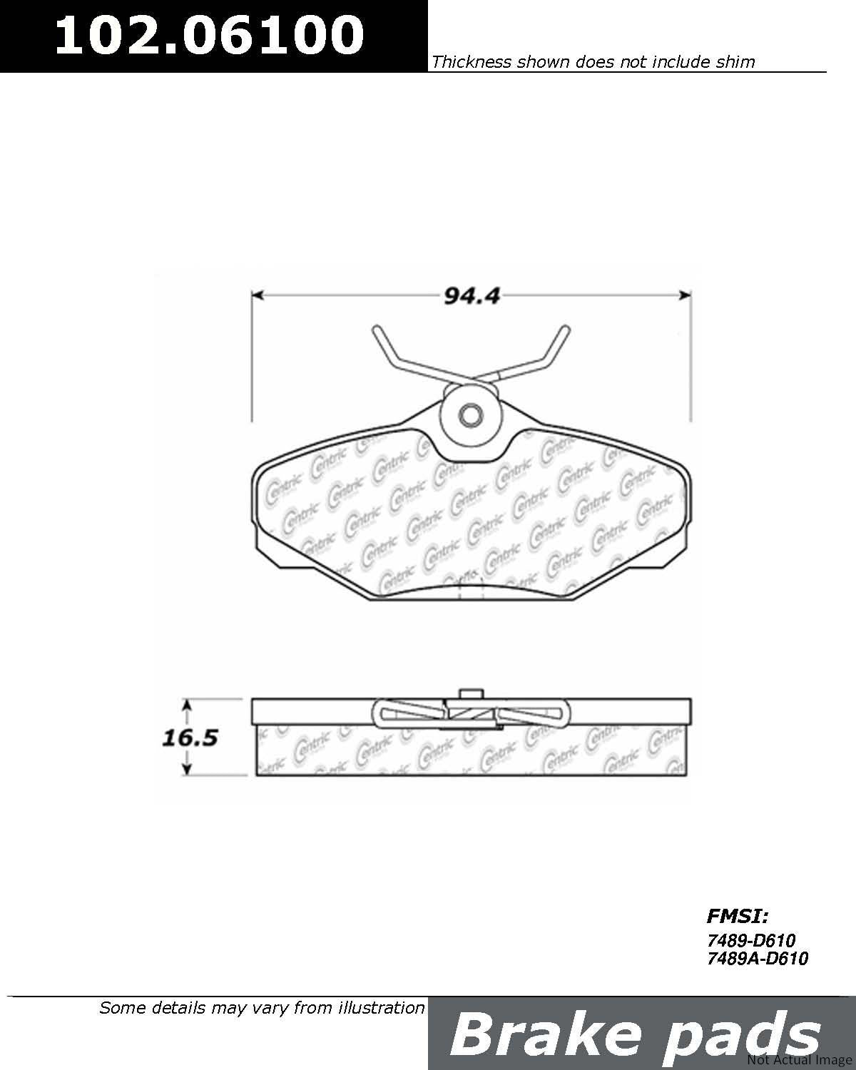 C-Tek Semi-Metallic Brake Pads with Shims  top view frsport 102.06100