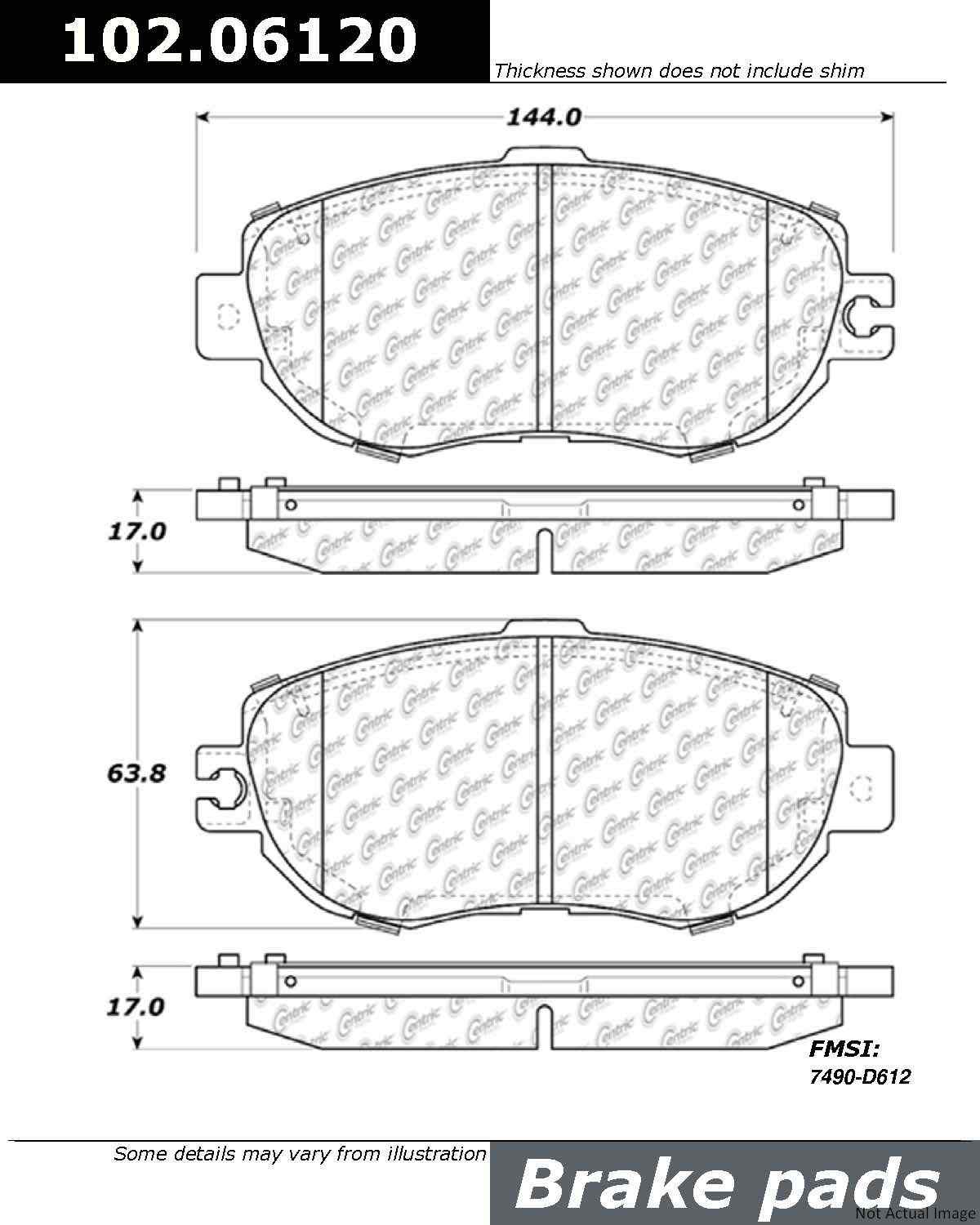 C-Tek Semi-Metallic Brake Pads with Shims  top view frsport 102.06120