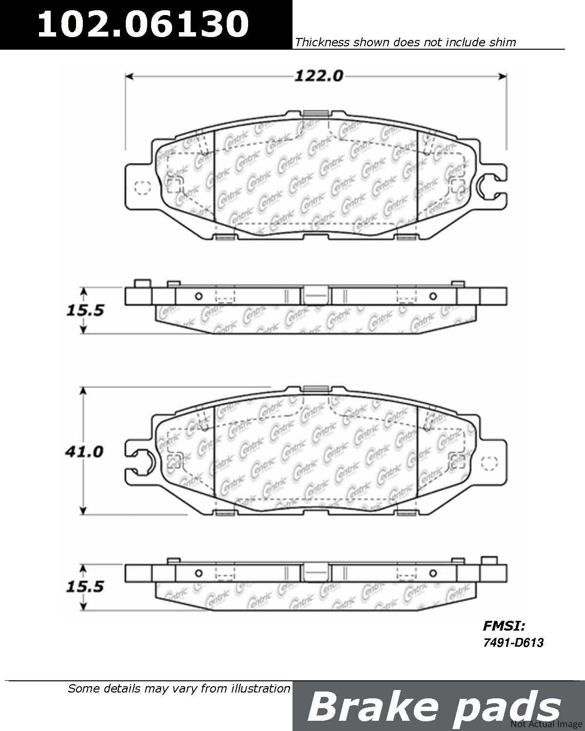 C-Tek Semi-Metallic Brake Pads with Shims  top view frsport 102.06130