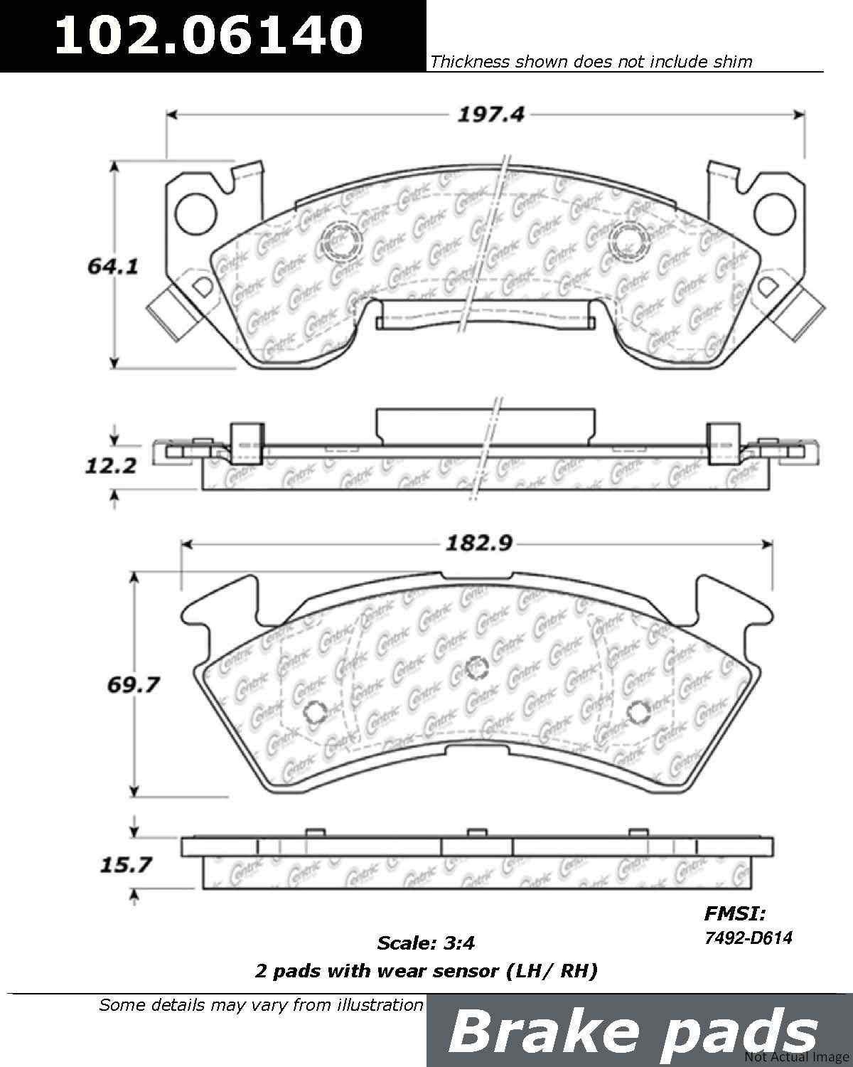 C-Tek Semi-Metallic Brake Pads with Shims  top view frsport 102.06140