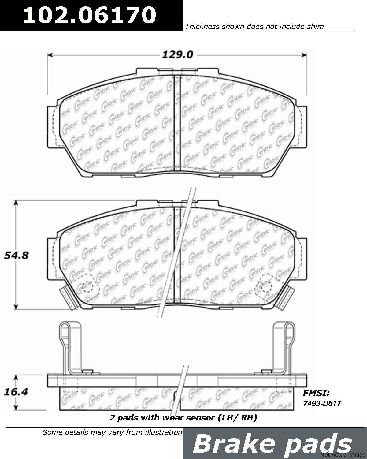 C-Tek Semi-Metallic Brake Pads with Shims  top view frsport 102.06170