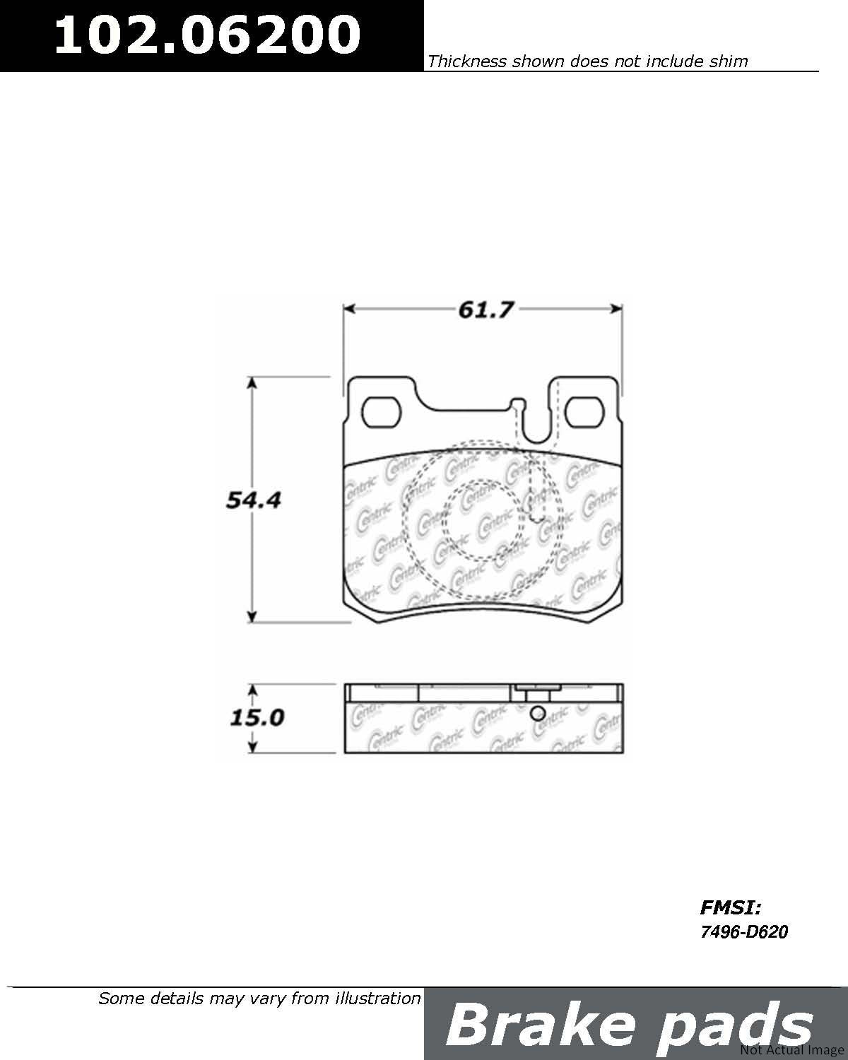 C-Tek Semi-Metallic Brake Pads with Shims  top view frsport 102.06200