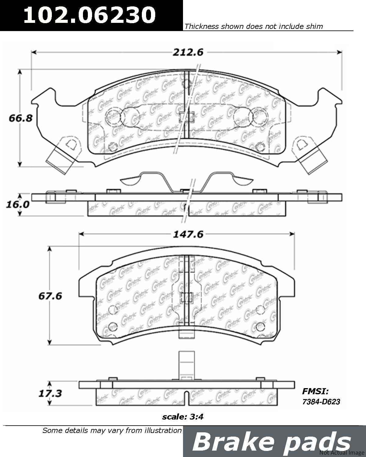 C-Tek Semi-Metallic Brake Pads with Shims  top view frsport 102.06230