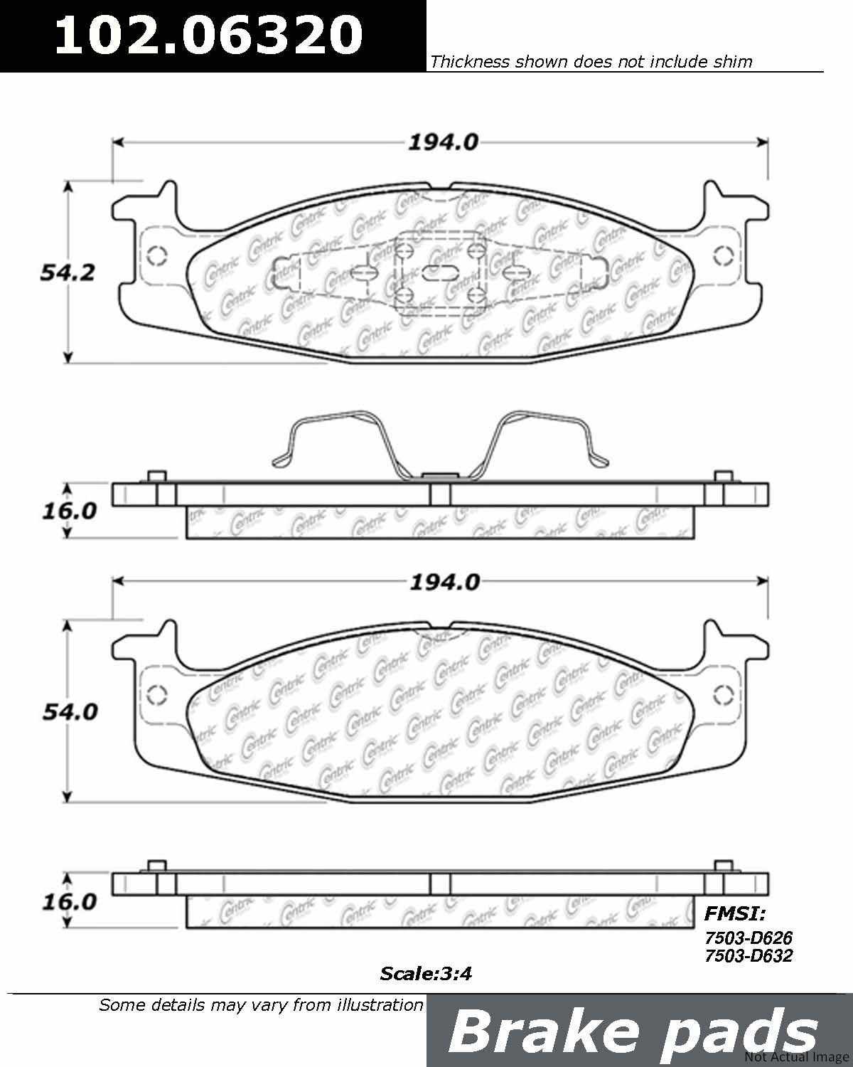 C-Tek Semi-Metallic Brake Pads with Shims  top view frsport 102.06320