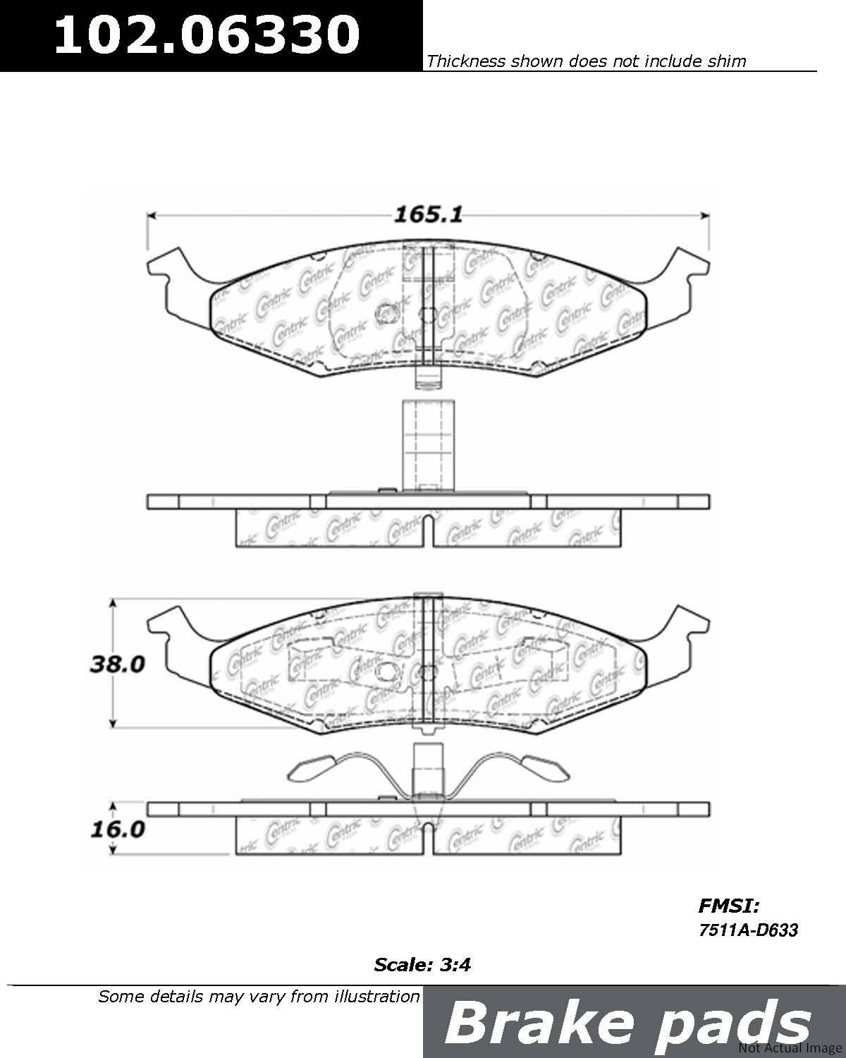 C-Tek Semi-Metallic Brake Pads with Shims  top view frsport 102.06330