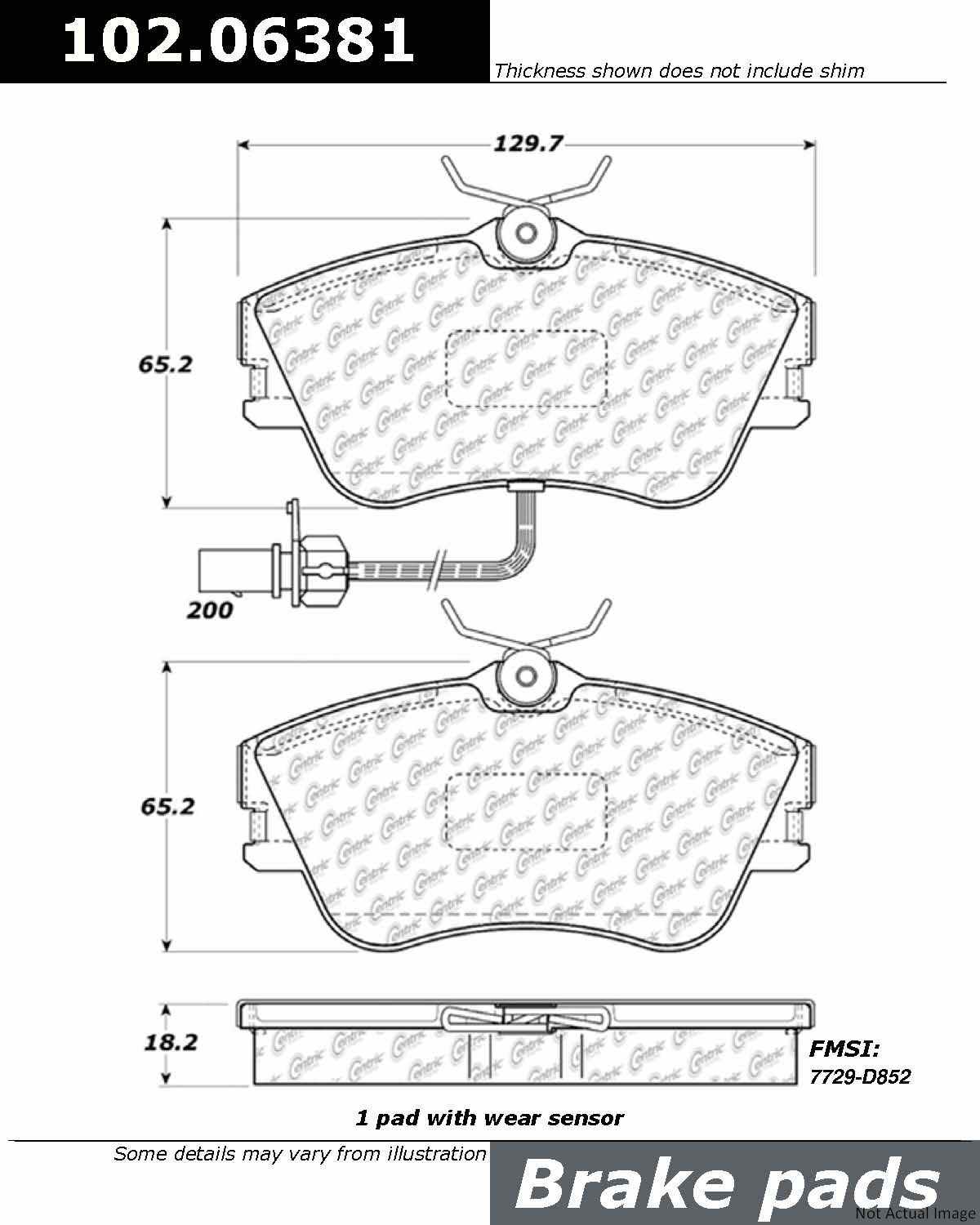 C-Tek Semi-Metallic Brake Pads with Shims  top view frsport 102.06381