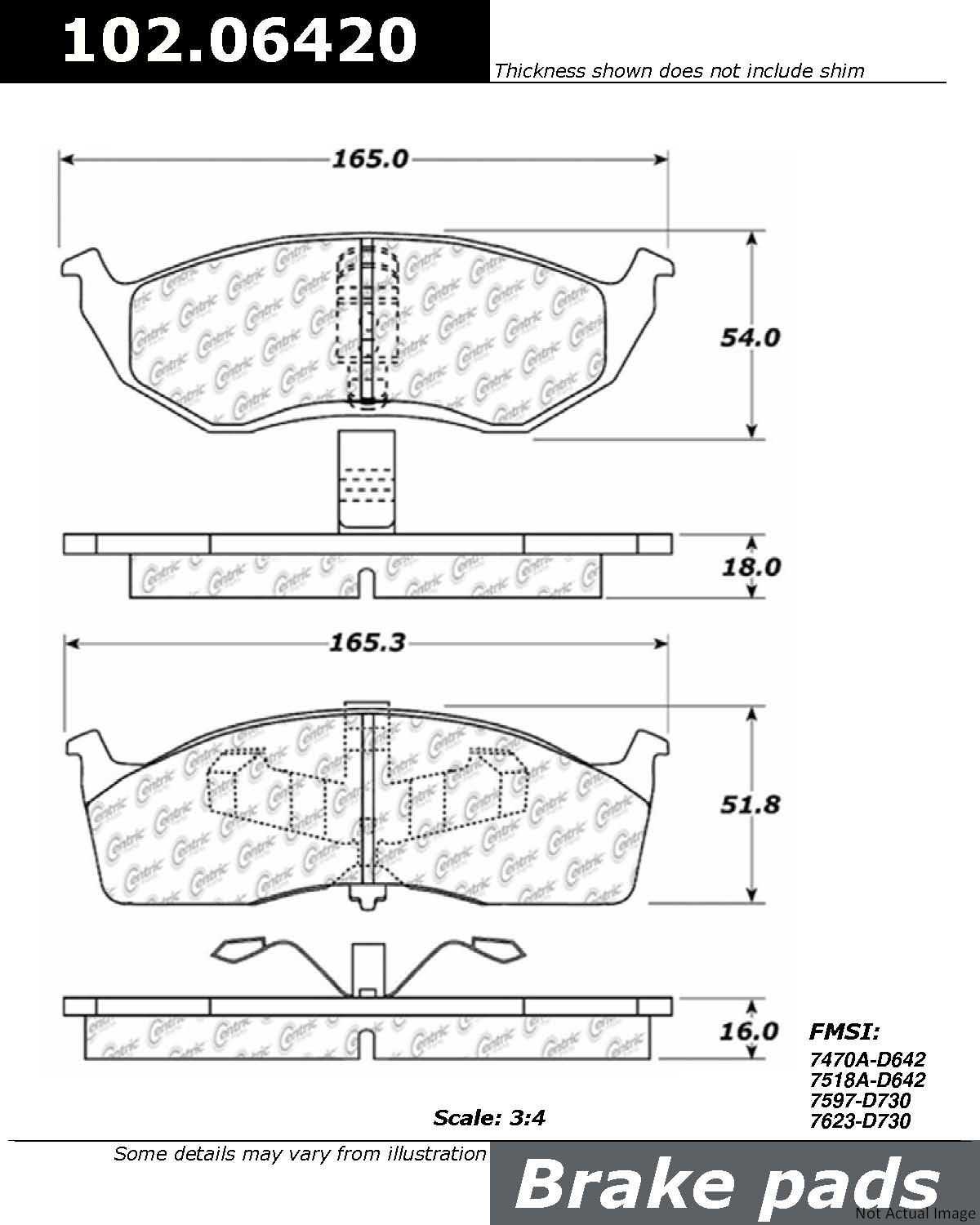 C-Tek Semi-Metallic Brake Pads with Shims  top view frsport 102.06420