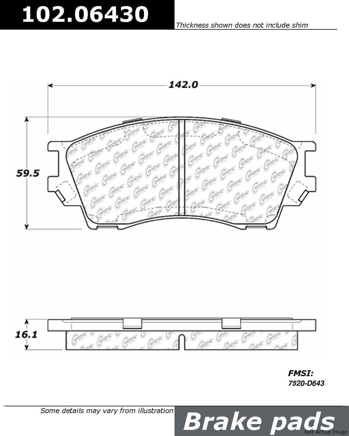 C-Tek Semi-Metallic Brake Pads with Shims  top view frsport 102.06430