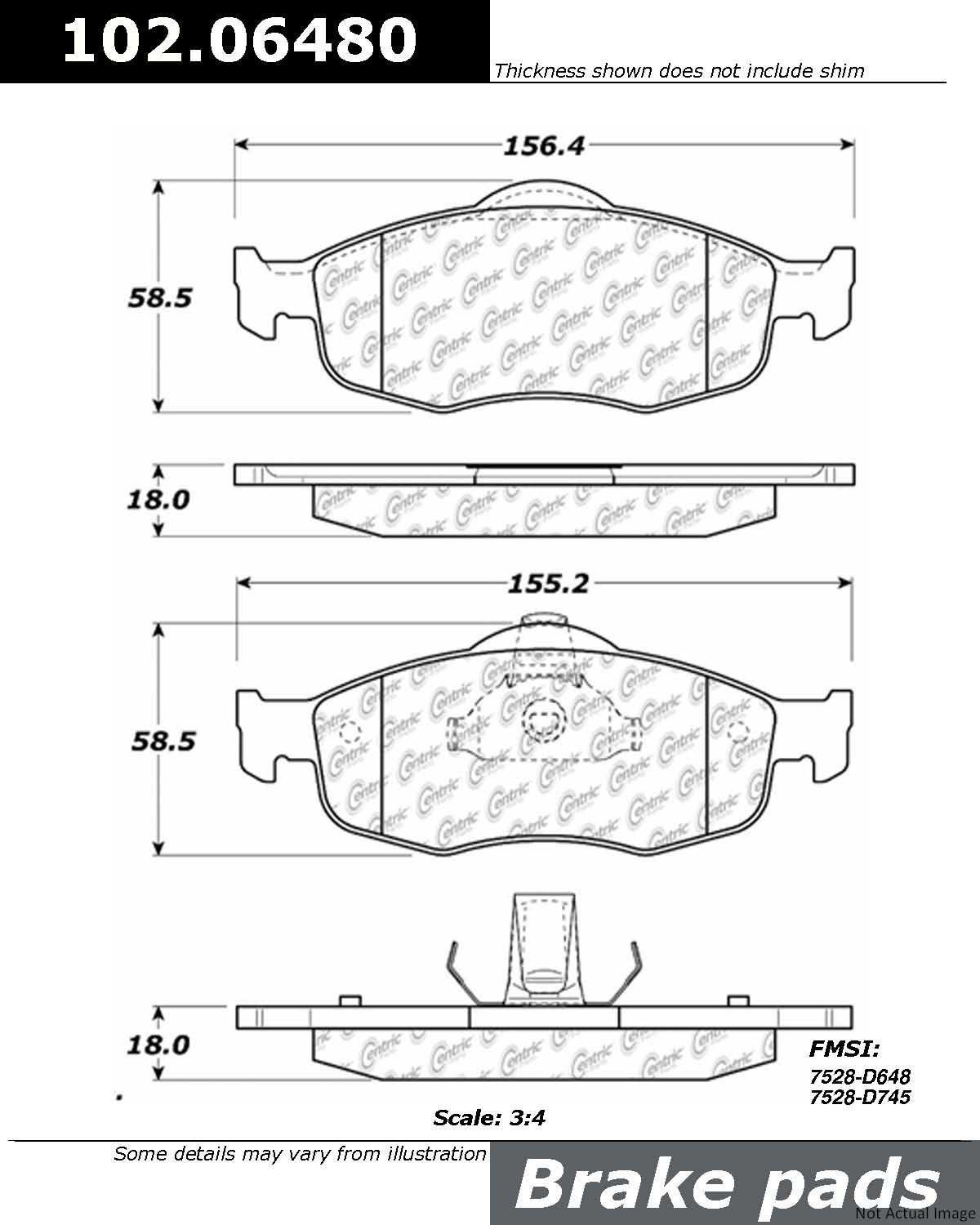 C-Tek Semi-Metallic Brake Pads with Shims  top view frsport 102.06480