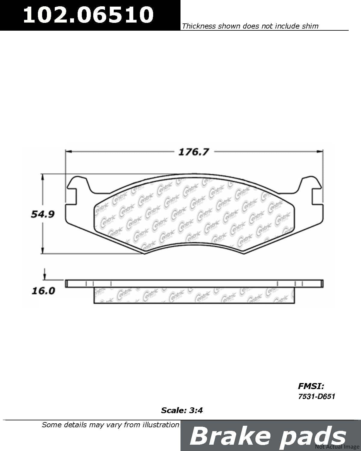 C-Tek Semi-Metallic Brake Pads with Shims  top view frsport 102.06510