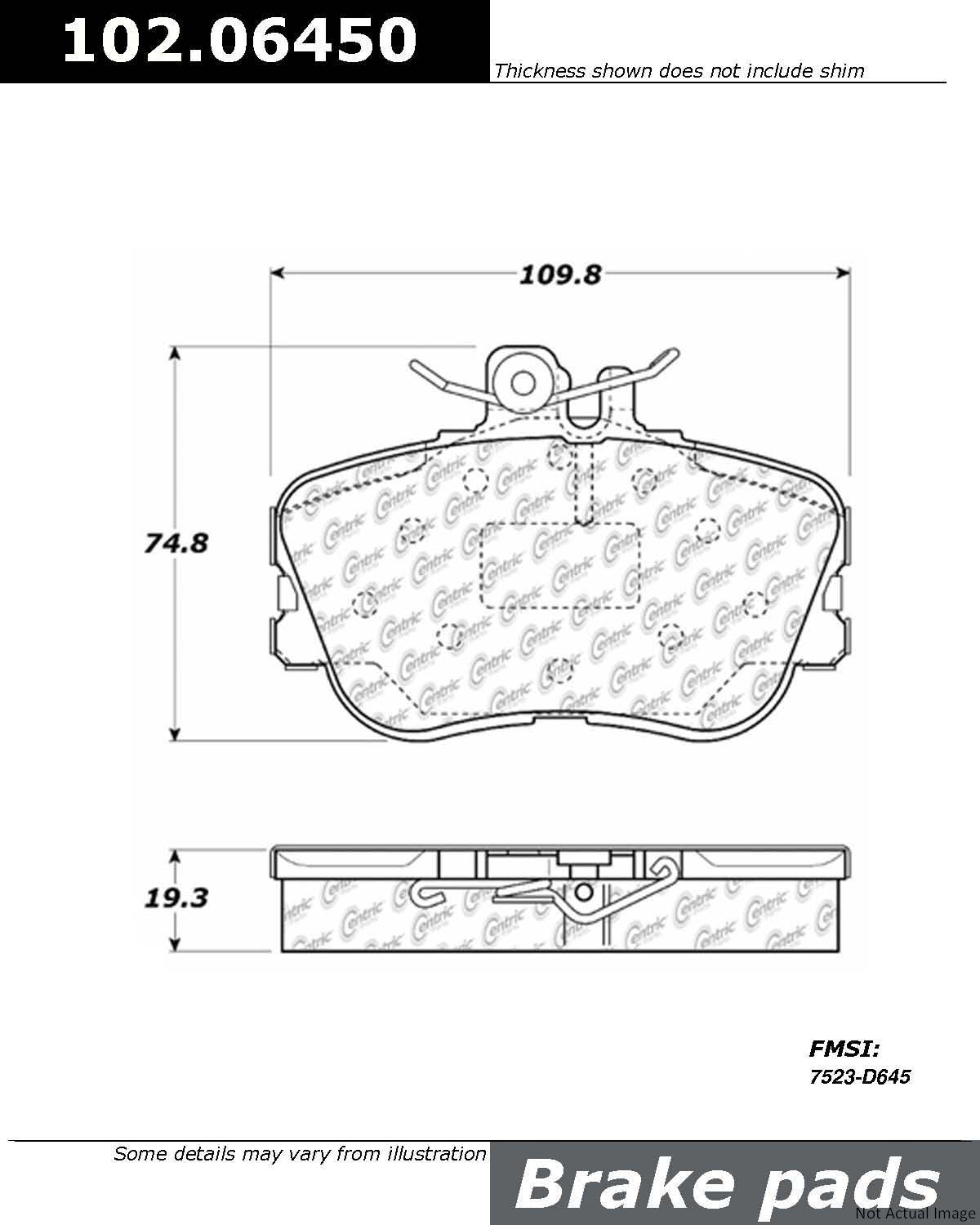 C-Tek Semi-Metallic Brake Pads with Shims  top view frsport 102.06550