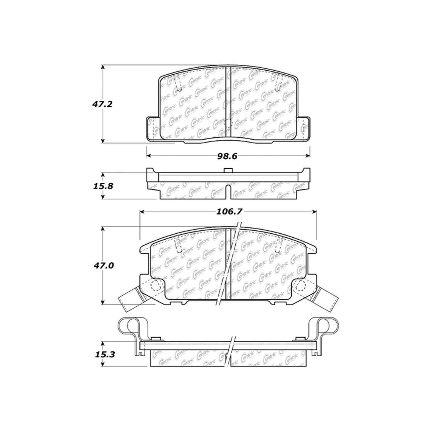 c-tek semi-metallic brake pads with shims  frsport 102.06570