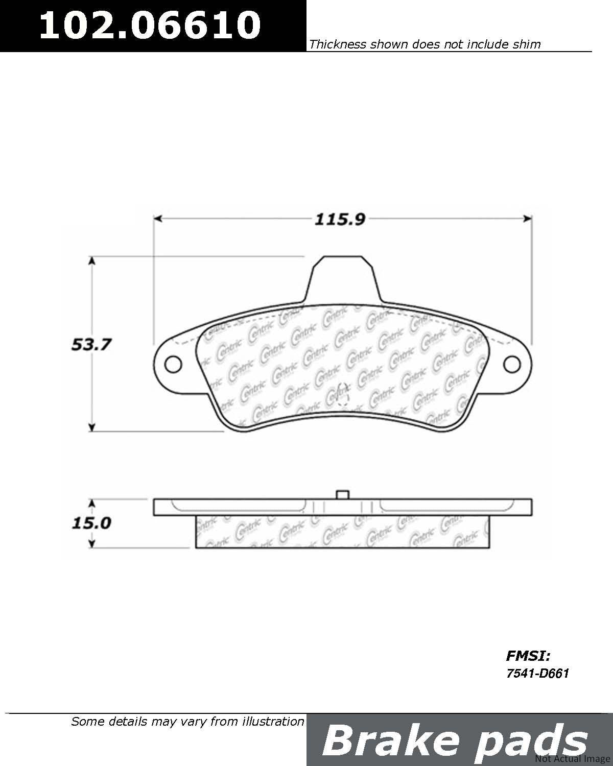 C-Tek Semi-Metallic Brake Pads with Shims  top view frsport 102.06610