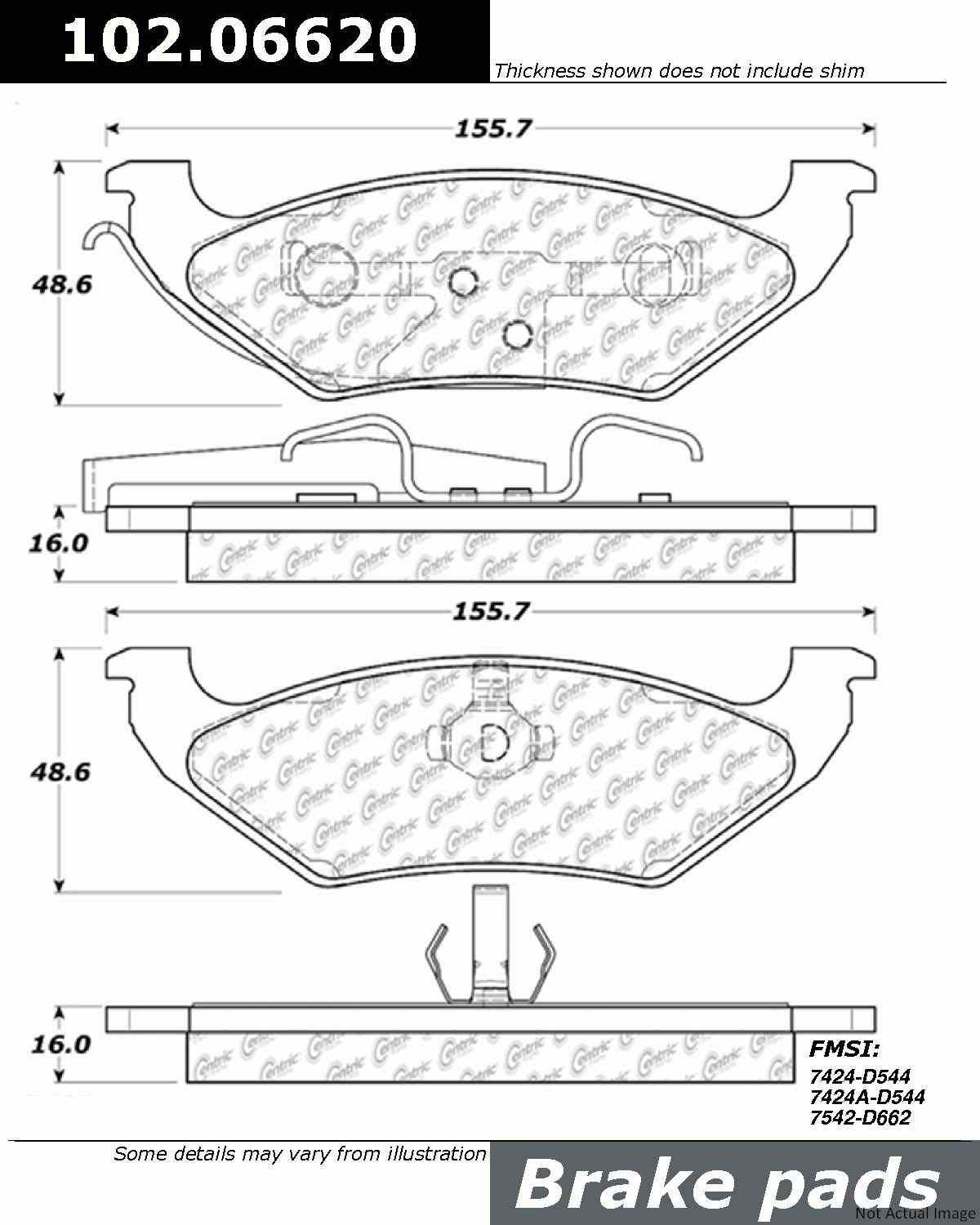 C-Tek Semi-Metallic Brake Pads with Shims  top view frsport 102.06620