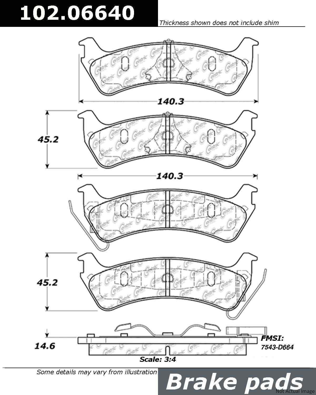 C-Tek Semi-Metallic Brake Pads with Shims  top view frsport 102.06640