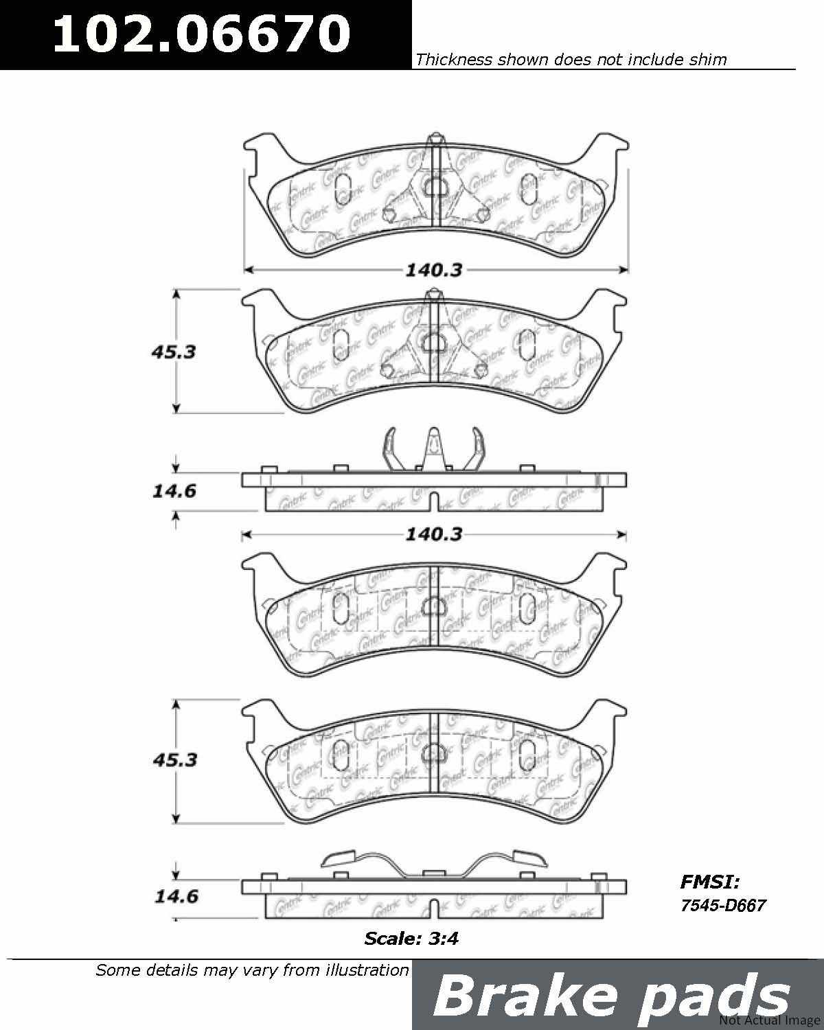 C-Tek Semi-Metallic Brake Pads with Shims  top view frsport 102.06670