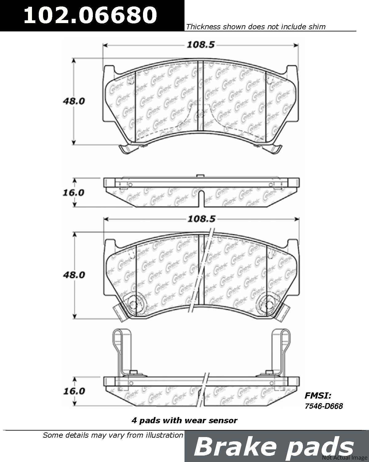 C-Tek Semi-Metallic Brake Pads with Shims  top view frsport 102.06680