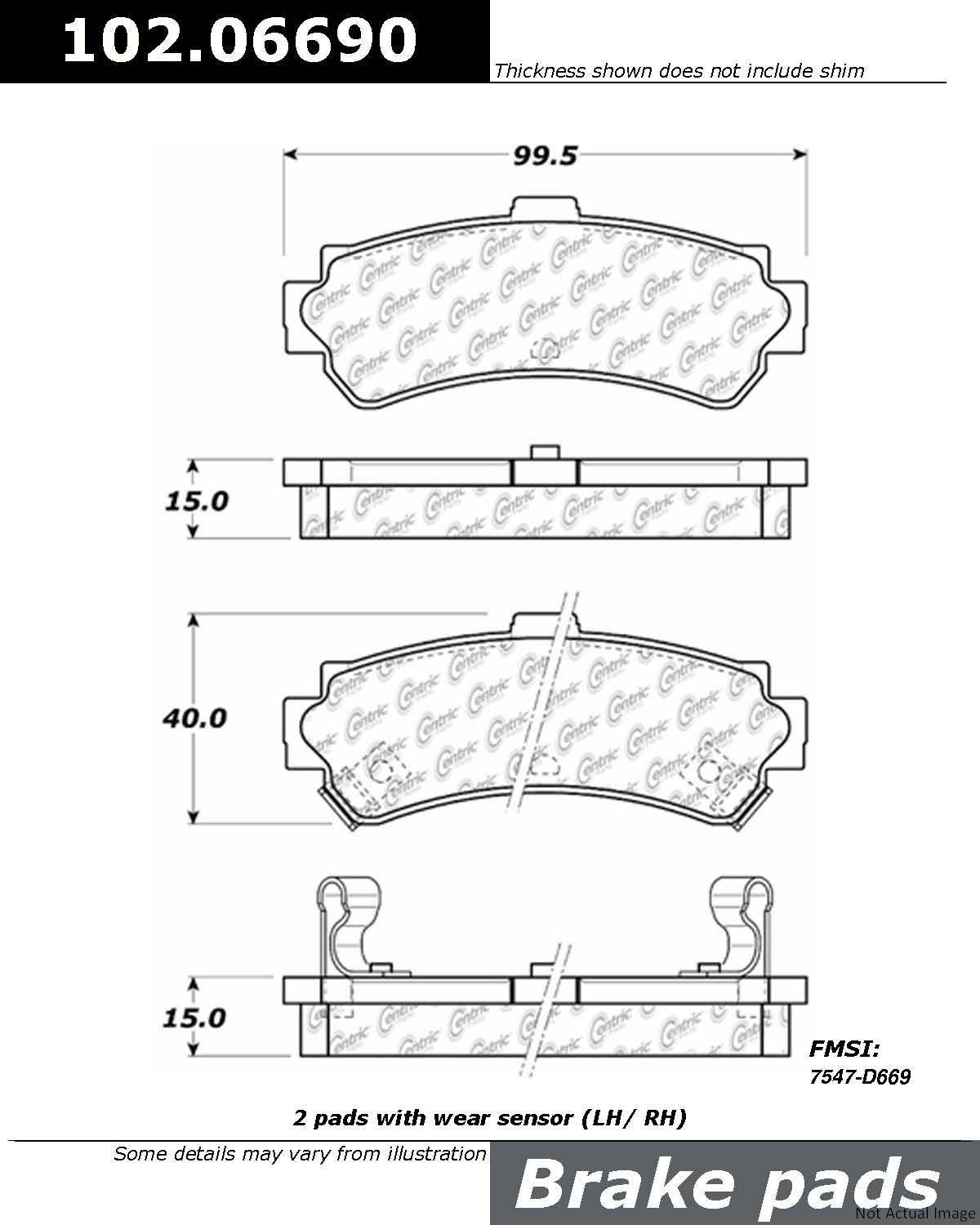 C-Tek Semi-Metallic Brake Pads with Shims  top view frsport 102.06690